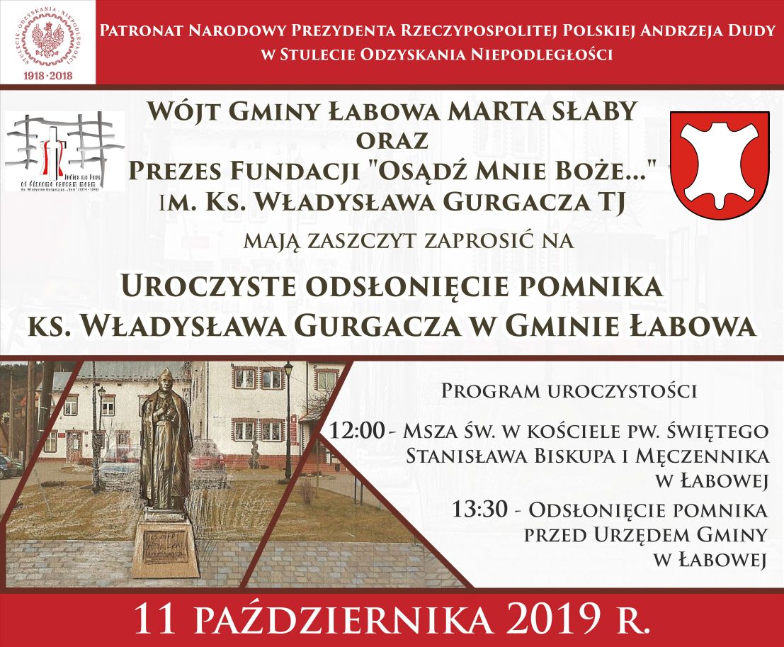 Uroczyste odsłonięcie pomnika ks. Władysława Gurgacza