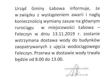 Wstrzymana dostawa wody z ujęcia wodociagowego
