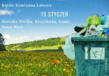 Harmonogram wywozu odpadów segregowanych, niesegregowanych oraz bio w miesiącu styczniu