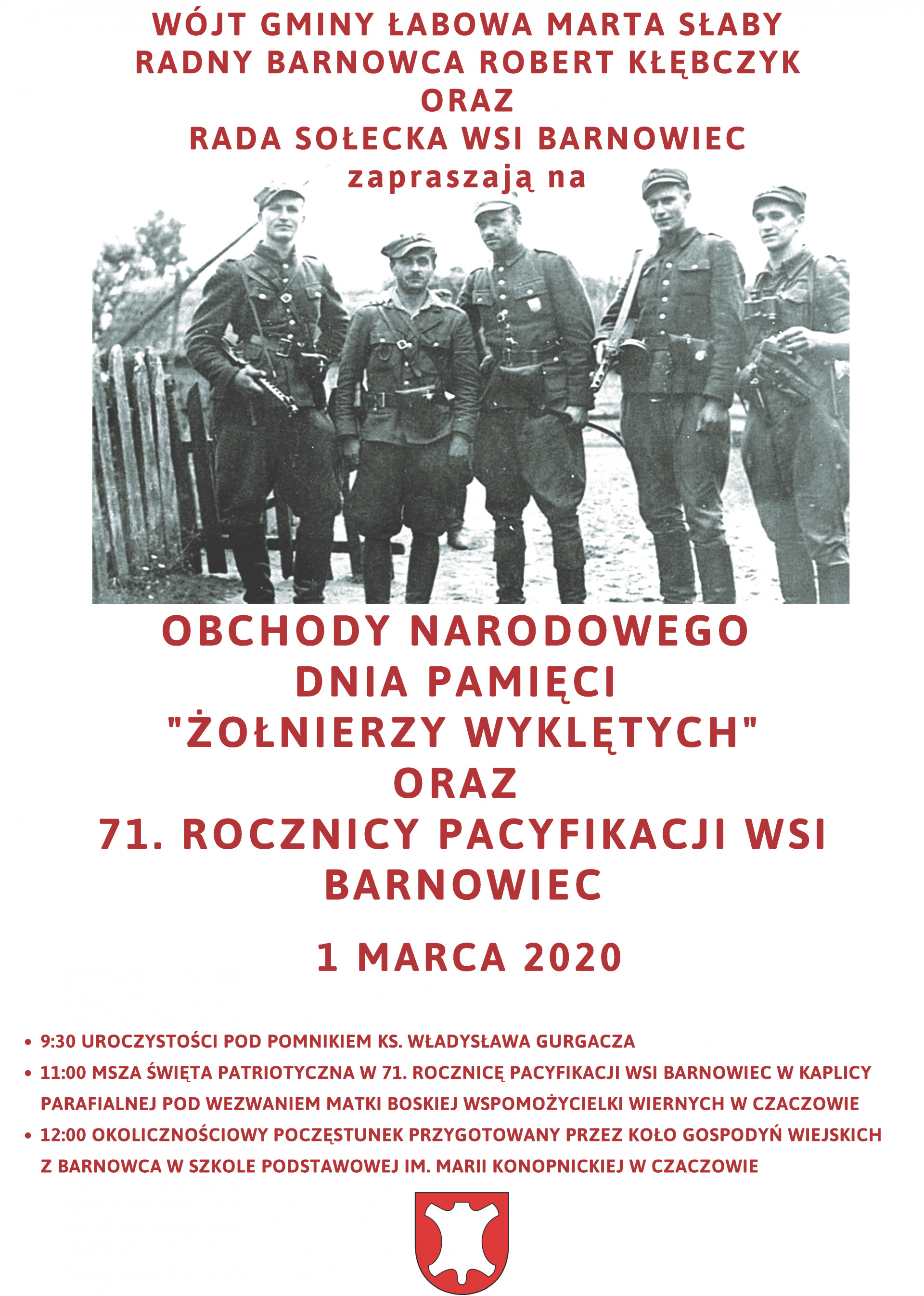Obchody Narodowego Dnia Pamięci „Żołnierzy Wyklętych” oraz 71. rocznicy pacyfikacji wsi Barnowiec