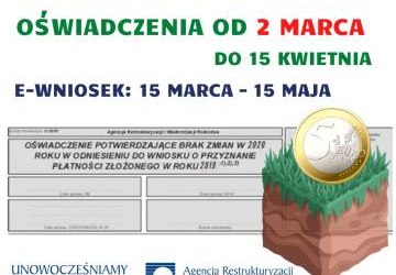 Po dopłaty z oświadczeniem zamiast eWniosku od 2 marca