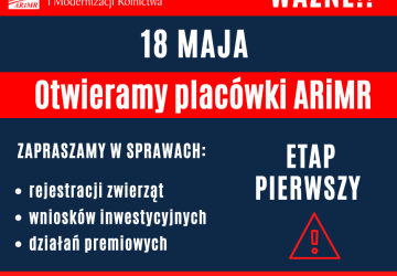 ARiMR otwiera swoje placówki – etap pierwszy