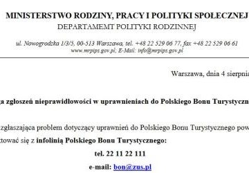Obsługa zgłoszeń nieprawidłowości w uprawnieniach do Polskiego Bonu Turystycznego