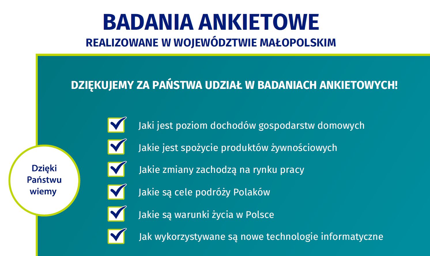 Informacja Urzędu Statystycznego w Krakowie dot. realizacji badań ankietowych w 2021 roku