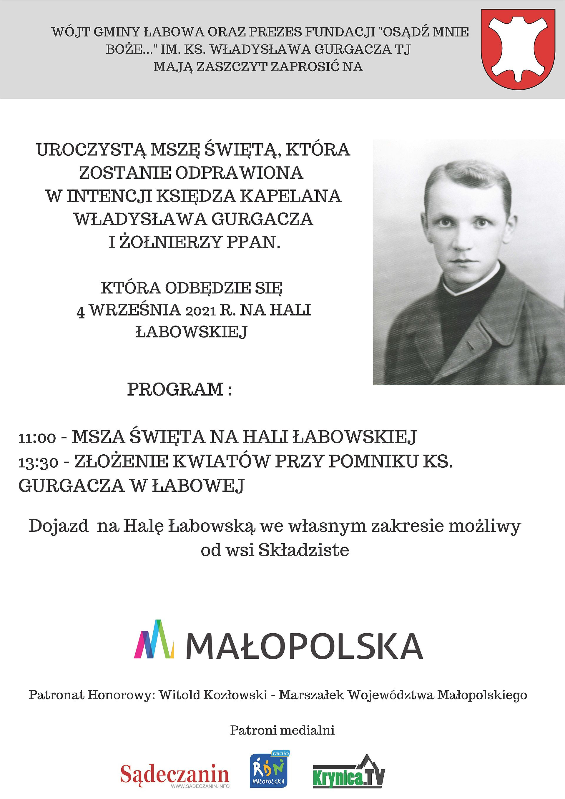4 września na Hali Łabowskiej uczczą pamięć ks. Władysława Gurgacza i żołnierzy PPAN