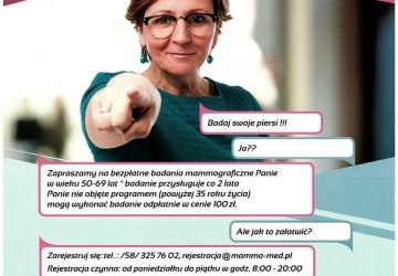 Bezpłatne badania mamograficzne w Łabowej dla kobiet w wieku 50-69 lat.