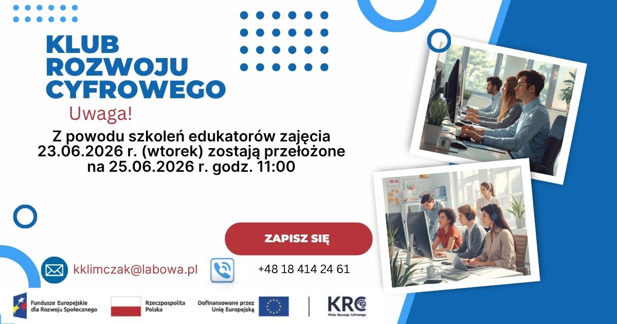 Klub Rozwoju Cyfrowego nieczynny - 23 czerwca 2026