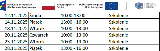 Harmonogram zajęć - listopad 2025